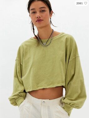 Free People We The Free Sandy Long Sleeve Top. NWT. Light green